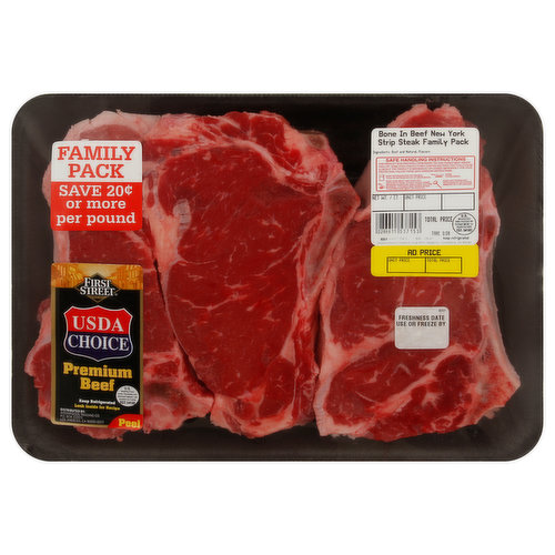 Bone In Beef New York Strip Steak Family Pack